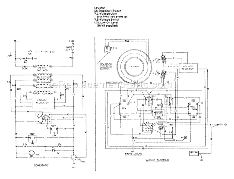 Page M Diagram and Parts List for 8648-0  Briggs and Stratton Generator